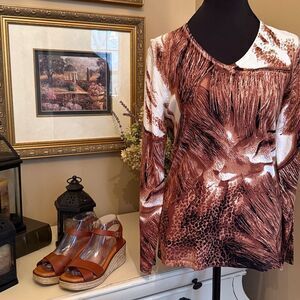 Marble Brown and White Women's Top - S - NWT